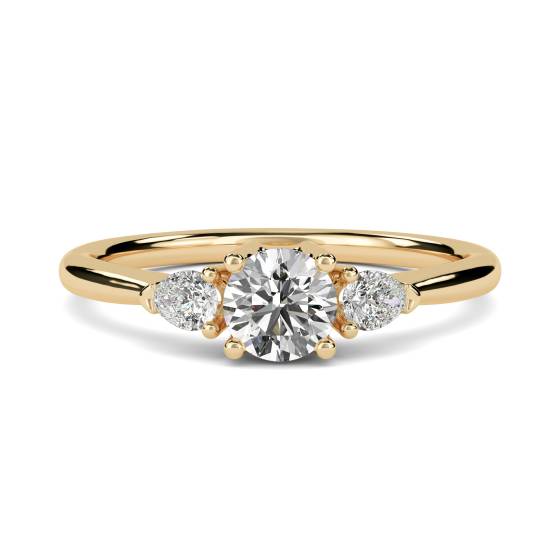 Round & Pear Diamond Trilogy Ring