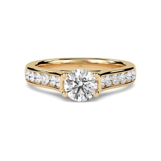 Round Diamond Shoulder Set Ring With Matching Band
