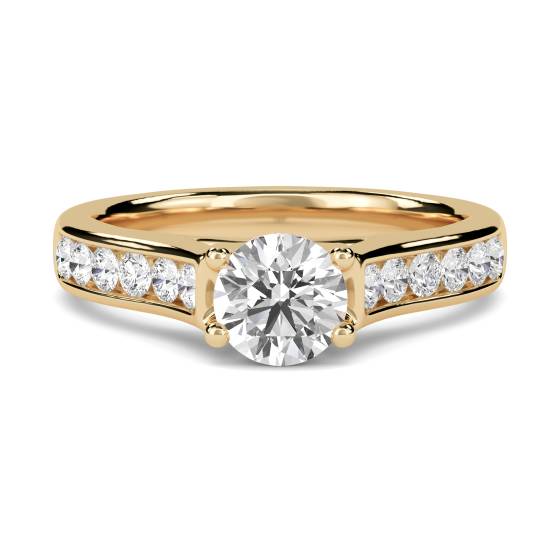 Round Diamond Shoulder Set Ring With Matching Band