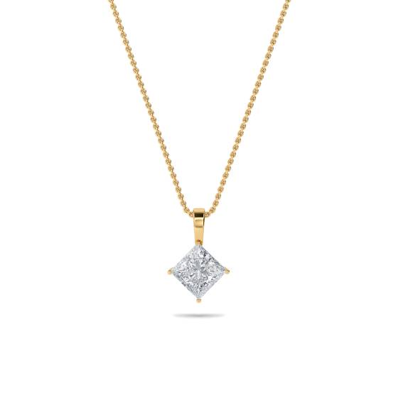 Modern Princess Diamond Solitaire Pendant