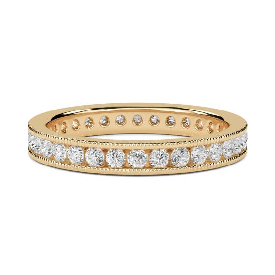 0.53ct VS/E-F Natural Round Diamond Full Eternity Ring in 18k Yellow Gold