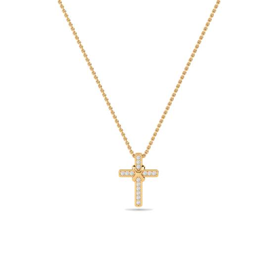 Unique Round Diamond Cross Pendant