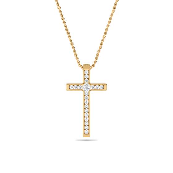 Classic Round Diamond Cross Pendant