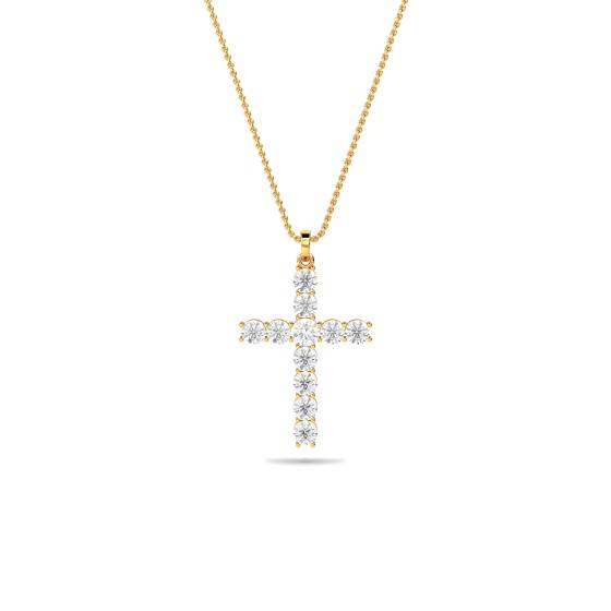 Classic Round Diamond Cross Pendant