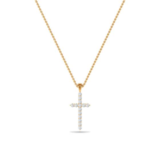 Traditional Round Diamond Cross Pendant