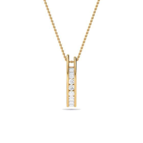 Round and Baguette Diamond Pendant