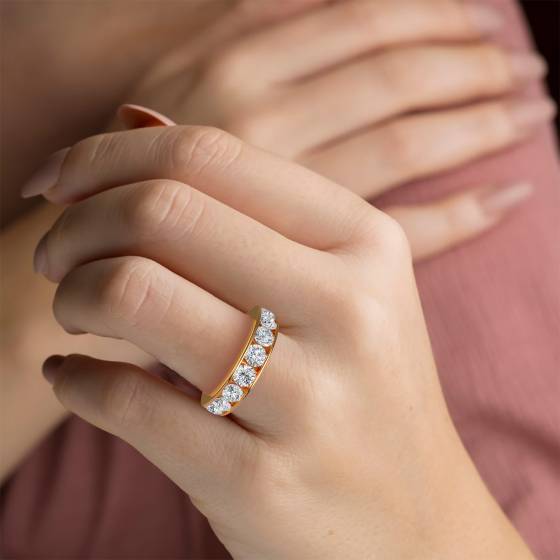 0.31ct VS/F Natural Round Diamond Eternity Ring in 18k Yellow Gold