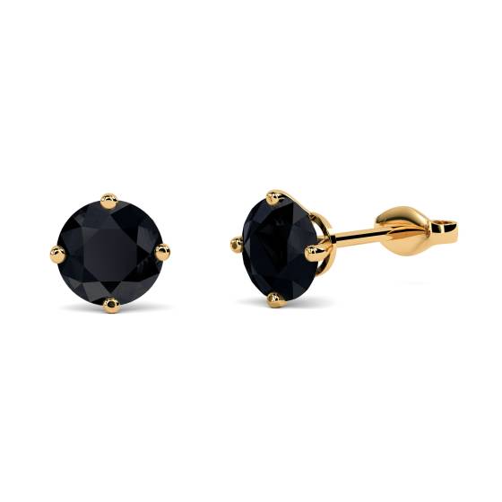 Round Black Diamond Earrings