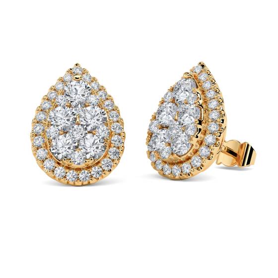 1.00ct VS/E-F Round Diamond Cluster Earrings