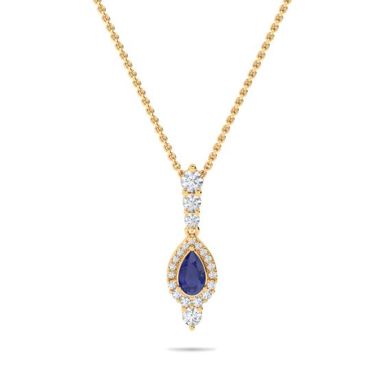 1.70ct Blue Sapphire Pear Pendant and Chain