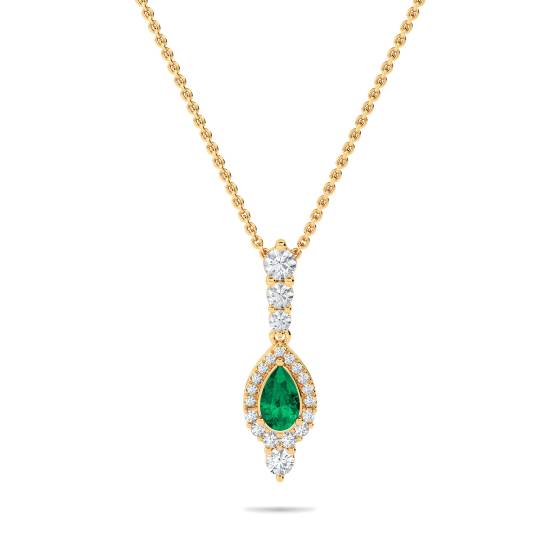 1.40ct Emerald Pear Pendant and Chain