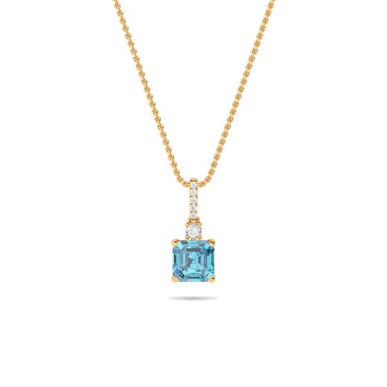 3.45ct Aquamarine Square Pendant and Chain