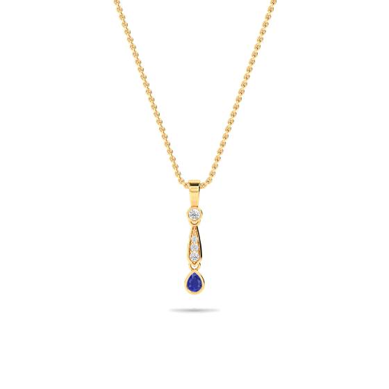 0.30ct Blue Sapphire Kite Pendant and Chain