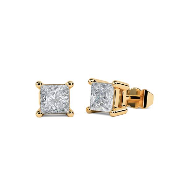 0.50ct VS/E-F Princess Diamond Stud Earrings