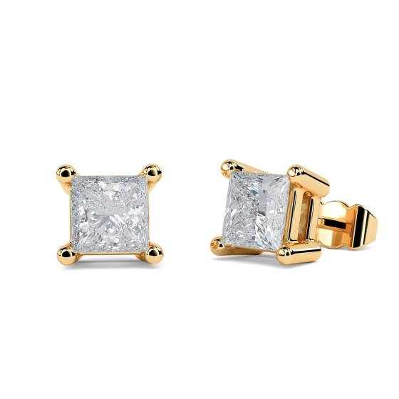 0.70ct VS/E-F Princess Diamond Stud Earrings