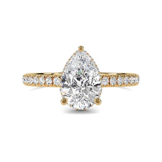Pear Diamond Hidden Halo Shoulder Set Ring
