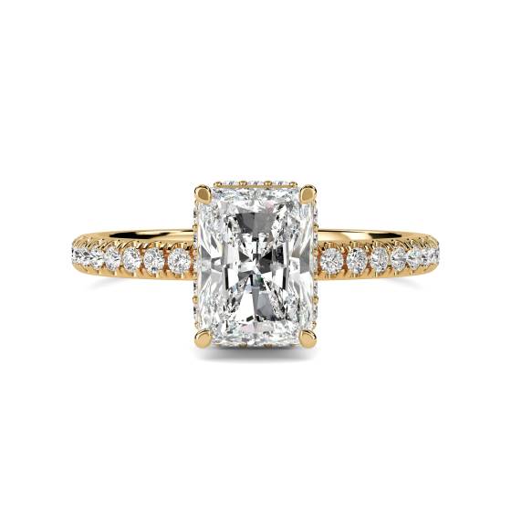 Radiant Diamond Hidden Halo Shoulder Set Ring