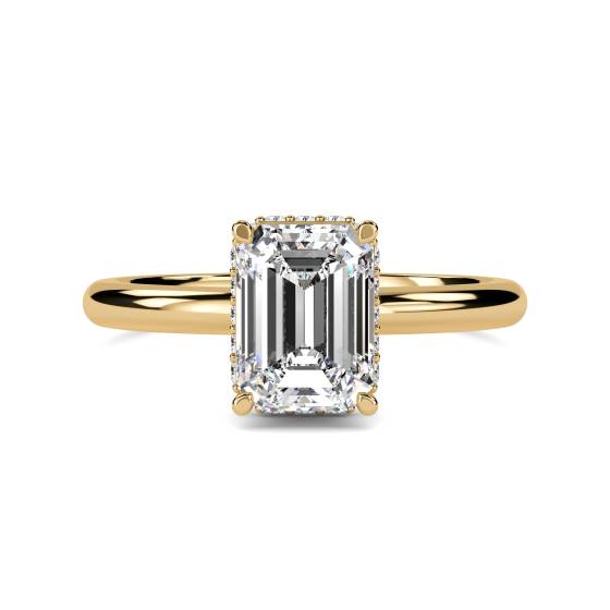 Emerald Diamond Low Set Hidden Halo Ring