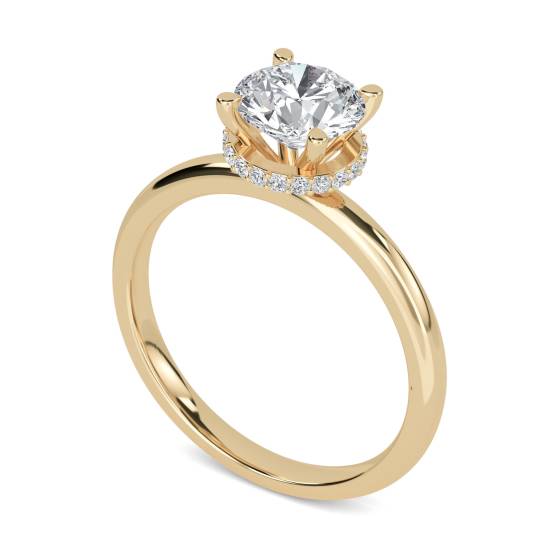 Round Diamond Hidden Halo Engagement Ring