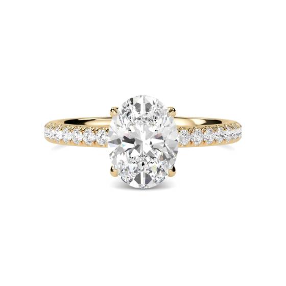Oval Diamond High Set Hidden Halo Shoulder Set Ring