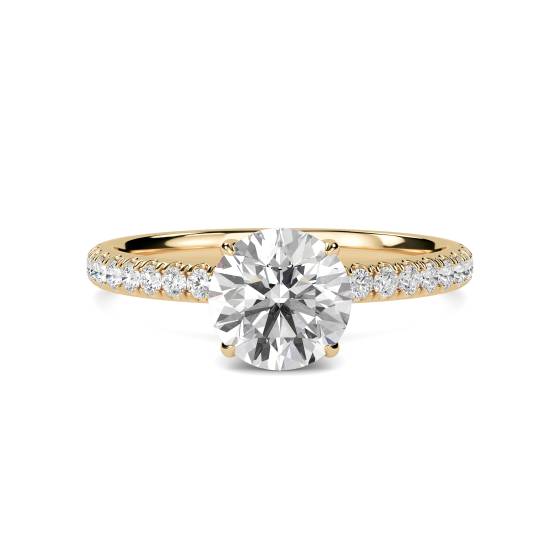 Round Diamond High Set Hidden Halo Shoulder Set Ring