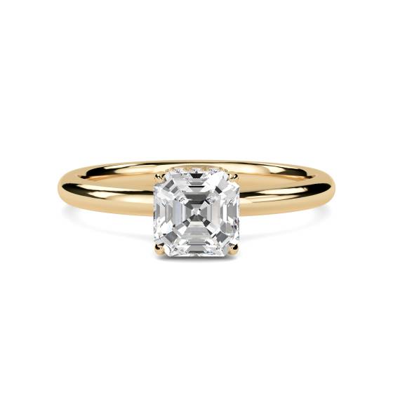 Asscher Diamond Hidden Halo Ring