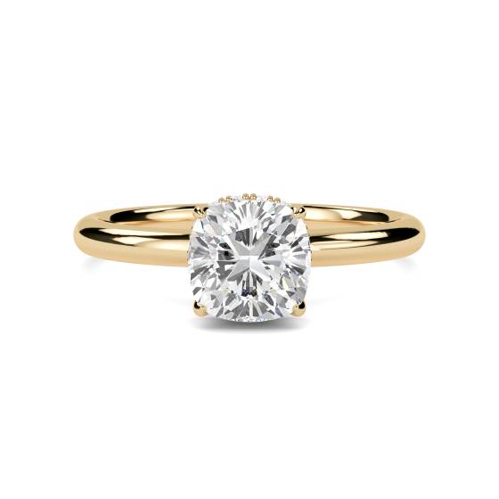 Cushion Diamond Hidden Halo Ring