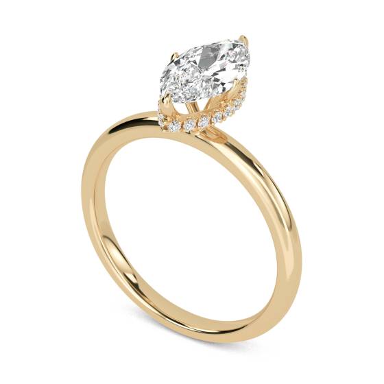 Marquise Diamond High Set Hidden Halo Ring