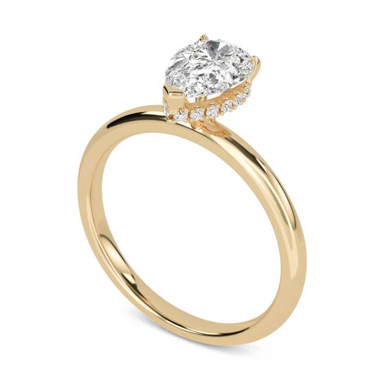 Pear Diamond Hidden Halo Ring