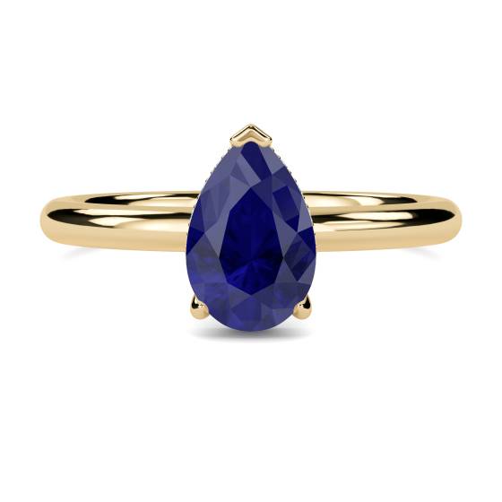 Pear Blue Sapphire Gemstone Halo Ring