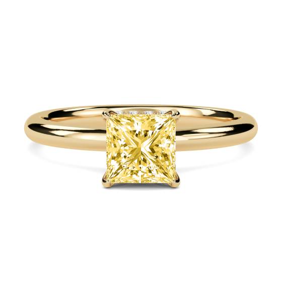 Princess Yellow Diamond Halo Ring
