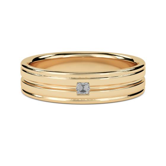 5.5mm Mens Princess Diamond Bezel Set Ring