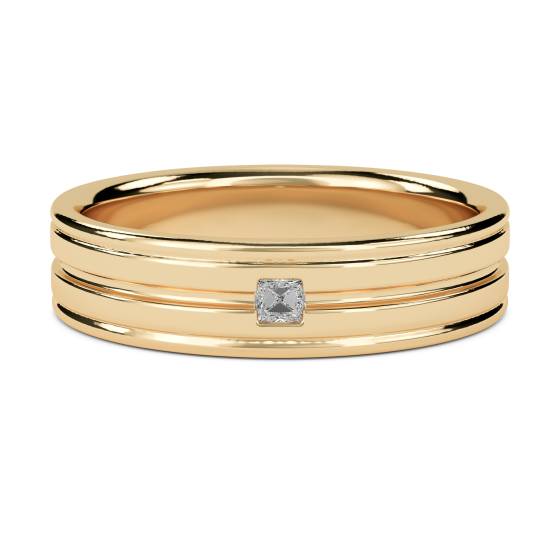 5.5mm Mens Princess Diamond Bezel Set Ring