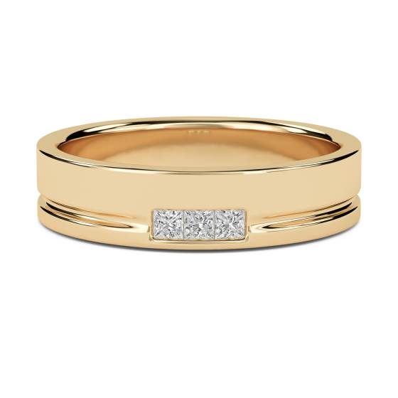 5.5mm Mens Princess Diamond Bezel Set Ring