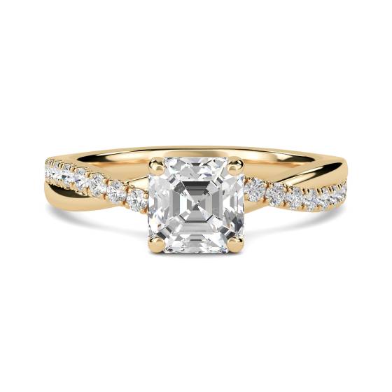 Infinity Asscher Shoulder Set Diamond Engagement Ring