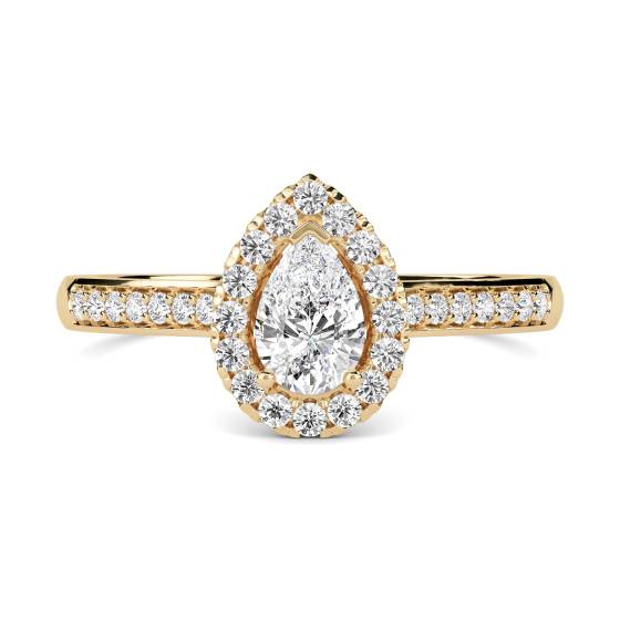 Pear Diamond Single Halo Shoulder Set Ring