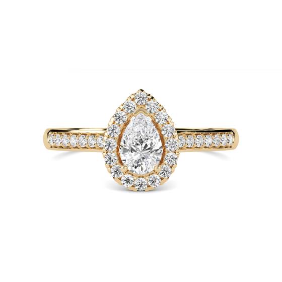 Pear Diamond Single Halo Shoulder Set Ring