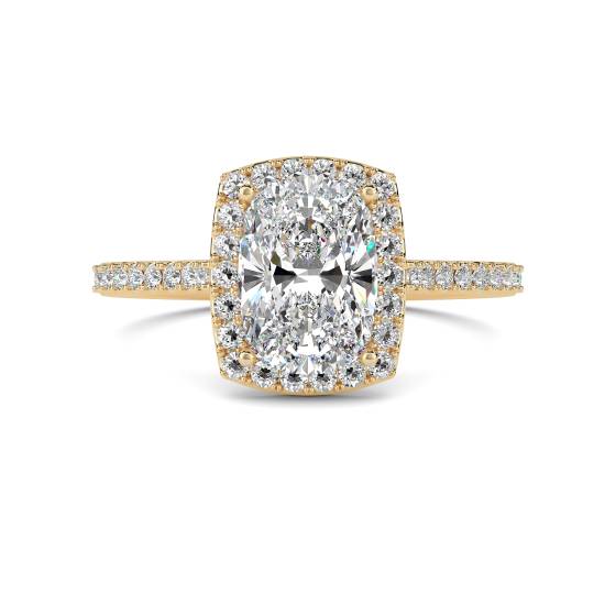 1.50ct Cushion Aquamarine and Diamond Halo Ring