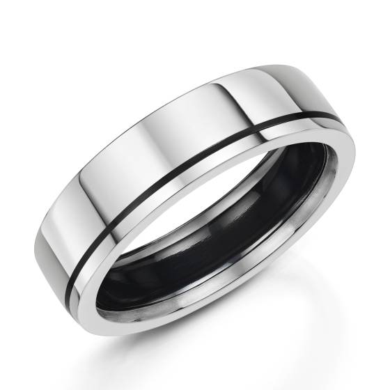 Zedd 6mm Duo Black Zirconium Plain Wedding Band
