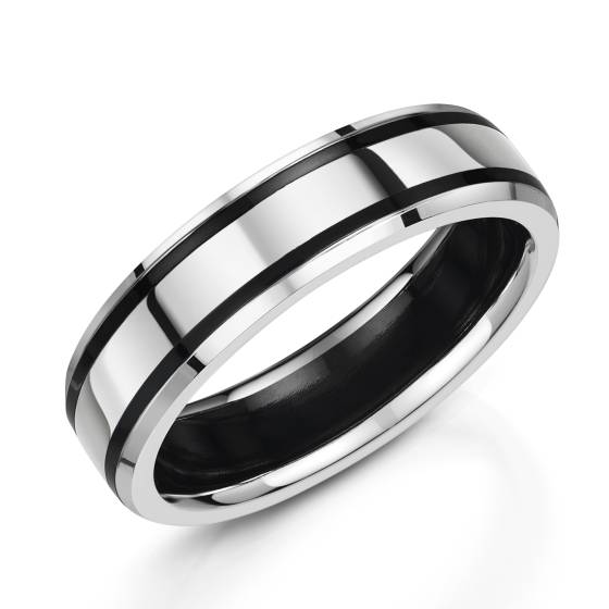 Zedd 6mm Duo Black Zirconium Wedding Band