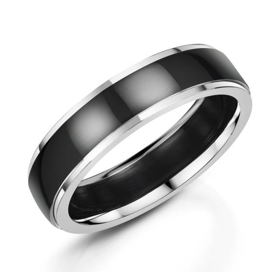 Zedd 5.5mm Duo Black Zirconium Plain Wedding Band
