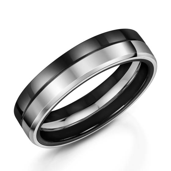 Zedd 6mm Duo Black Zirconium Plain Wedding Band