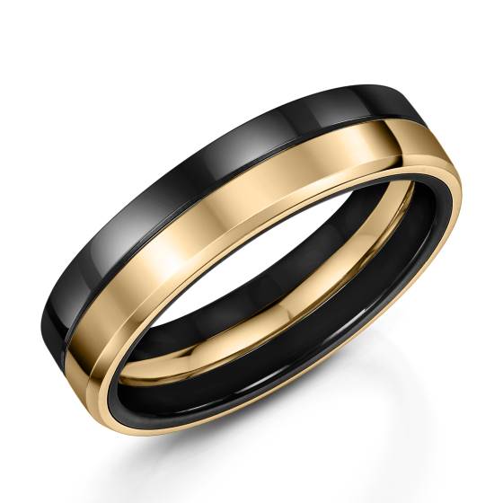 Zedd 6mm Duo Black Zirconium Plain Wedding Band