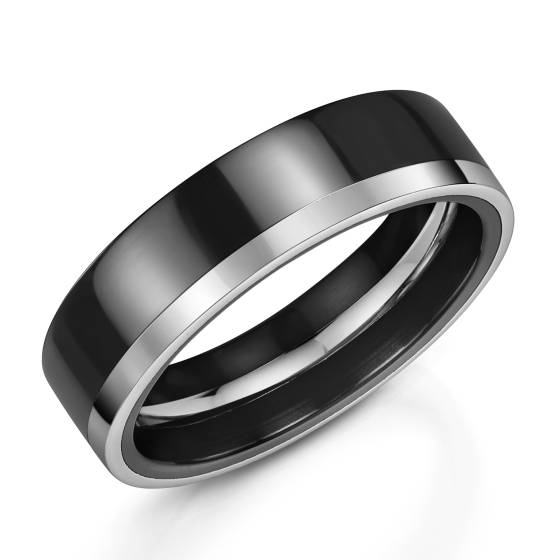 Zedd 6mm Duo Black Zirconium Plain Wedding Band