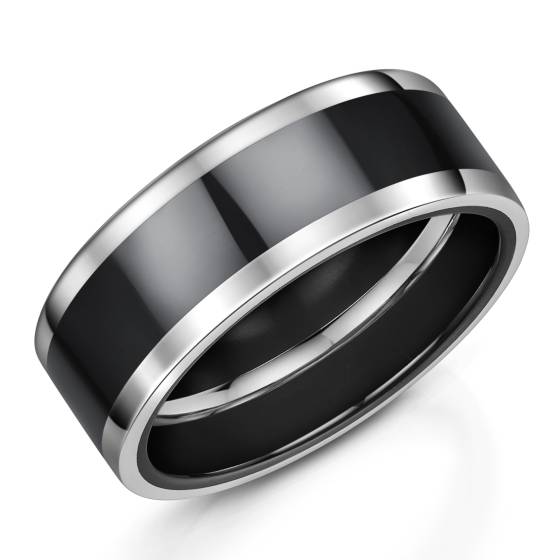 Zedd 8mm Duo Black Zirconium Plain Wedding Band
