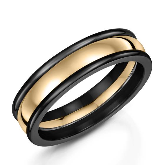 Zedd 6mm Duo Black Zirconium Plain Wedding Band With Rounded Edges