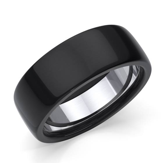 Zedd 8mm Pure Plain Black Zirconium Wedding Band