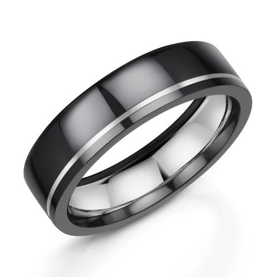 Zedd 6mm Duo Black Zirconium Plain Wedding Band