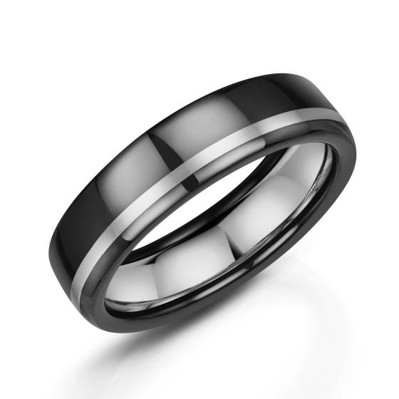Zedd 6mm Duo Black Zirconium Plain Wedding Band