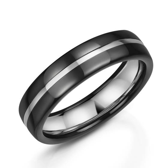 Zedd 6mm Duo Black Zirconium Plain Wedding Band